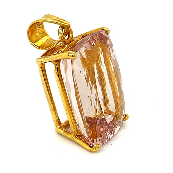Certified Morganite 25.90ct Solid 18K Gold Pendant - Picture 5 of 9